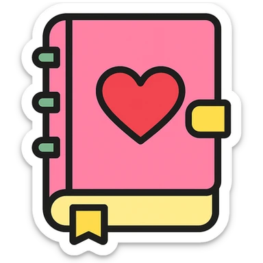 a pink diary, color outline icon style sticker