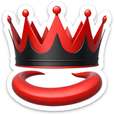 sleek minimalist crown icon, black and red, sharp edges, serpent coiled around crown, clean lines, high contrast, flat design, emoji style sticker