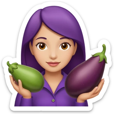 Mulher,com uma berinjela na mão,só uma b sticker