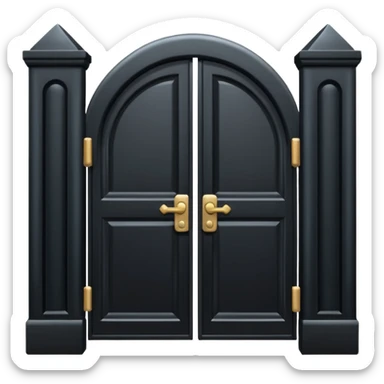 iOS emoji, minimal dark gate, sealed door, flat design sticker