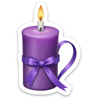 A cup of purple candle with purple ribbon wrapped around the cup. sticker