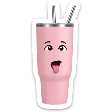 Pastel pink, 40 oz tumbler with handle, and straw sticker