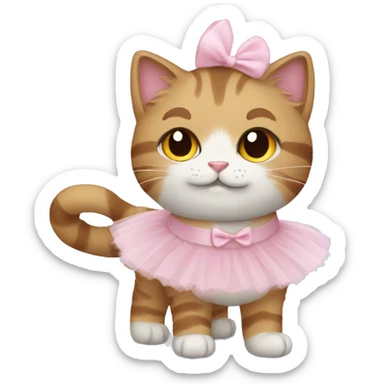 fluffy cat wearing ballerina costume sticker