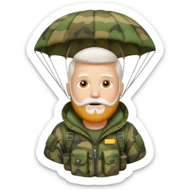 White guy with white beard in camouflage and a parachute  sticker