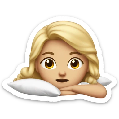 blonde girl laying in bed sad sticker