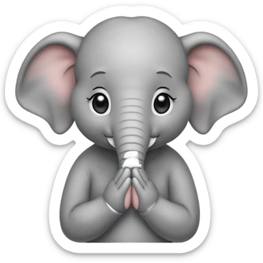 cute elephant with hands together, little tears in his eyes sticker