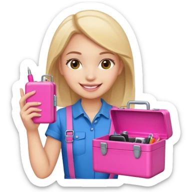 nig girly cellphone with a pink mini toolbox sticker