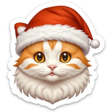 Light orange tabby kitty inside a Santa hat sticker