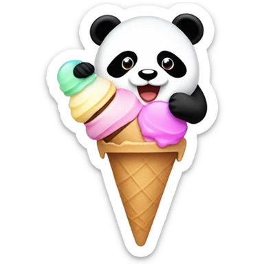 Panda eating ice cream sticker