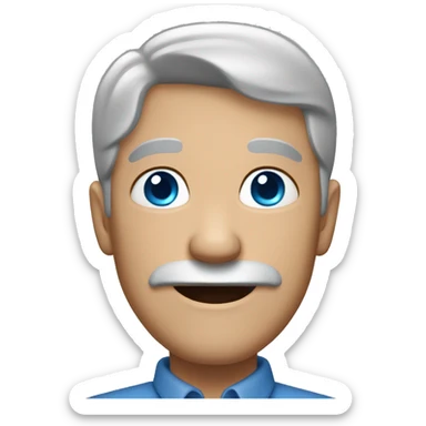 50 years with blue eyes and  gray hair man sticker