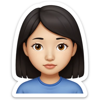 Asian girl with dark hair and a nose mole disappearing  sticker