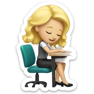 Blonde teacher asleep at her desk sticker