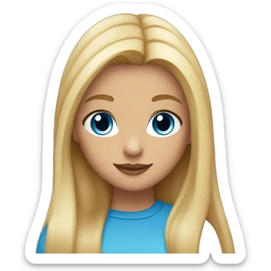 a girl with long, straight blond hair, blue eyes, plump lips, light makeup, dark tanned skin sticker