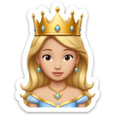 Isolated, detailed illustration of the most incredibly adorable modern Disney princess wearing a gold crown
figurine imaginable, toy style. sticker