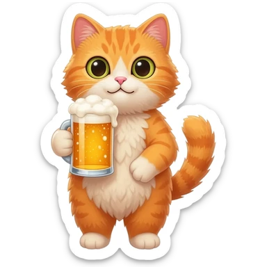 cat holding a beer sticker