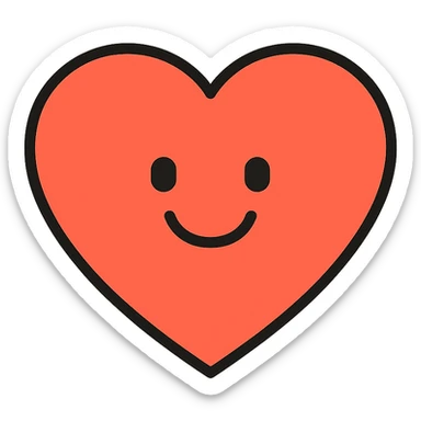 colorful outlined icon of a heart with a smiling face sticker