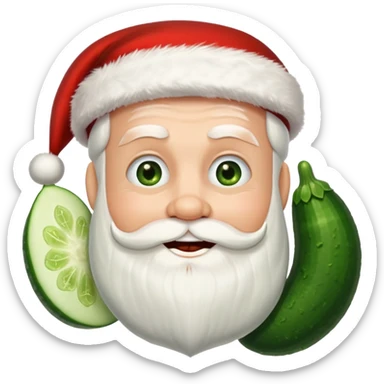 Santa with cucumber slices instead of eyes sticker
