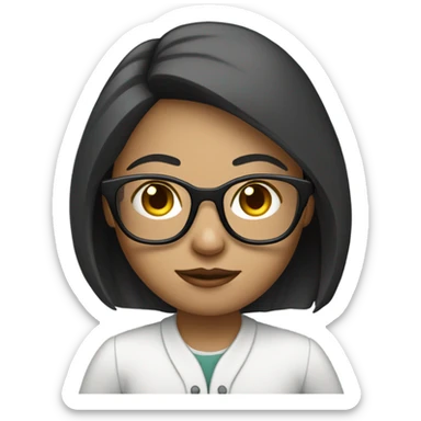 a girl in front of laptop, focused. White Skin, Glasses sticker