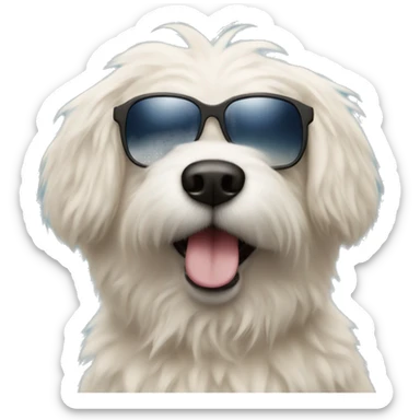 Fluffy dog with sunglasses sticker