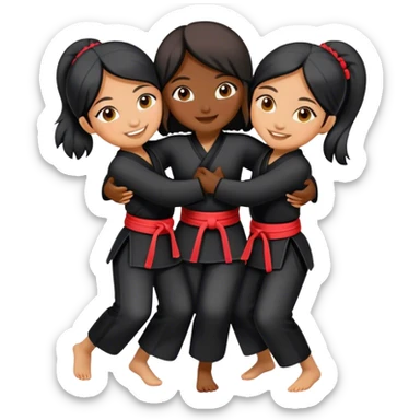 Three Indonesian Pencak silat girls hugging  sticker