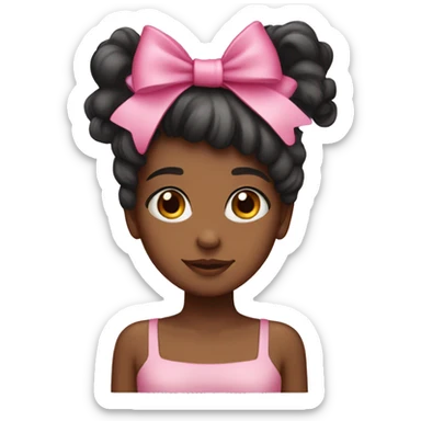A girl witha pink bow on her hair and her hair black sticker