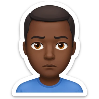 dark-skinned male in blue shirt staring with contempt sticker