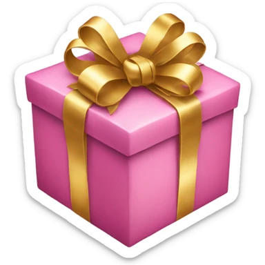 pink christmas present with gold bow sticker