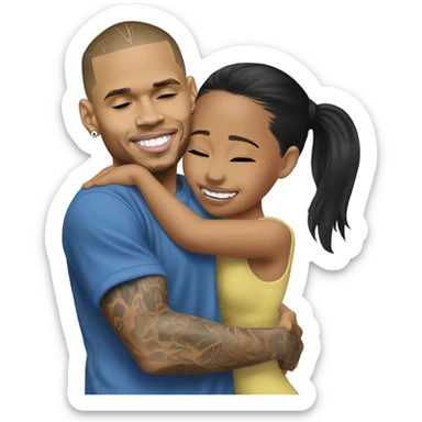Hyper Realistic Chris Brown hugging Karruche Tran sticker