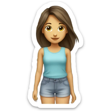 Fille brune au cheveux lisse sticker