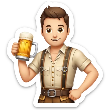 Cinematic Realistic Oktoberfest Pop Culture Emoji, depicting a vibrant celebration with beer, music, and traditional costumes rendered with dynamic textures and festive lighting. sticker