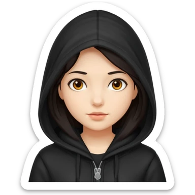 girl with a hood on with dark hair sticker