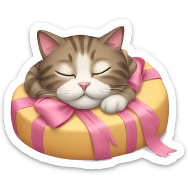 Cat with bow sleeping sticker