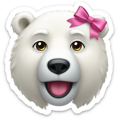 A polar bear with a pink bow  sticker