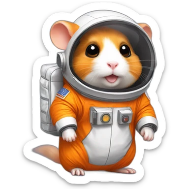 an orange hamster dressed as an astronaut, pixelart sticker