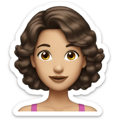 Pretty woman alluring smile dark brown hair  sticker