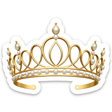 dainty gold tiara with pearls sticker