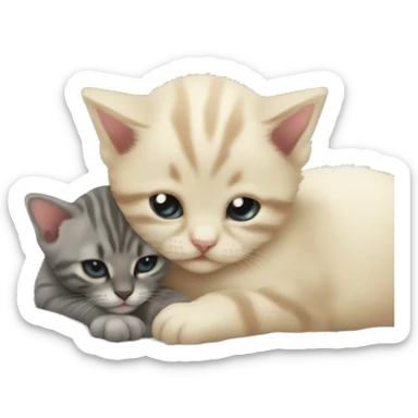 kitten cuddling babys sticker