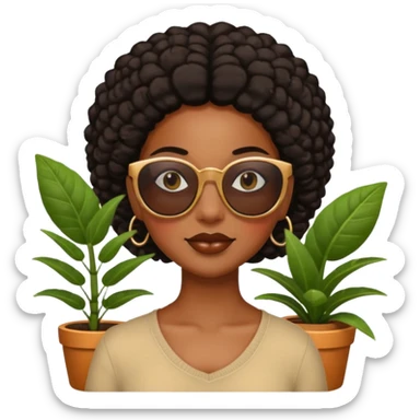 Black woman with sunglasses and plants  sticker