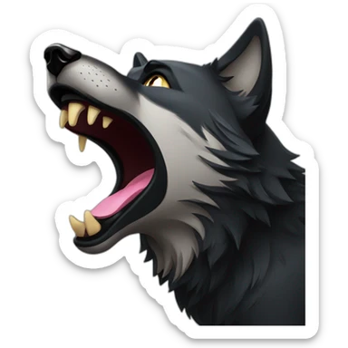 Black wolf howling  sticker