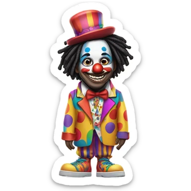 Clown with black dreadlocks sticker