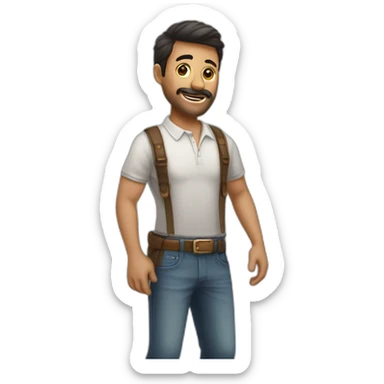 Hombre bien vestido con Iphone 15 pro max llamando a una persona, rehacer este emoji con color de la piel color piel sticker