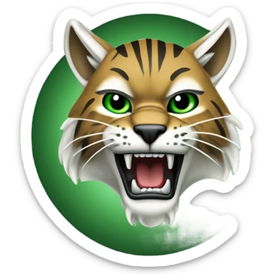 The word ‘OHIO’ in bold, green, uppercase letters, with a fierce-looking bobcat mascot illustration below the text. The bobcat is depicted with sharp teeth and intense eyes, symbolizing strength and determination. sticker
