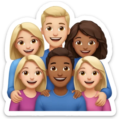 4 inclusive friends (3 girls and 1 man) laughing sticker
