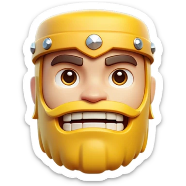 Clash of Clans aesthetic: Cinematic Playful Pixel 3D Key Portrait Emoji, rendered in a 3D vector-style similar to standard emojis with minimal shading and bold, simplified shapes. A compact, distinct form with signature details, softly glowing with a pixelated adventure charm. Simplified yet unmistakably iconic, highly detailed and consistent, glowing with a soft radiance and high shine. Stylized with a touch of classic pixel-art charm and a soft glowing outline, capturing the essence of a beloved gaming relic with a friendly, playful manner! sticker