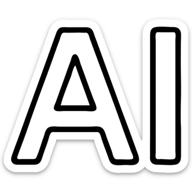 letters 'AI' in a minimalist, black and white outline style, clean and simple sticker