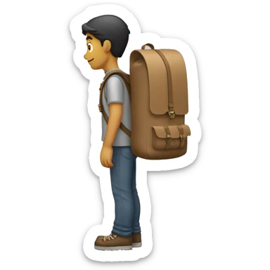 courrier with backpack goes to the right, he sees to the right sticker