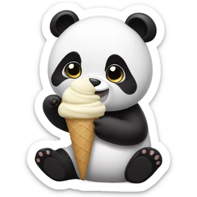 Panda eating ice cream sticker