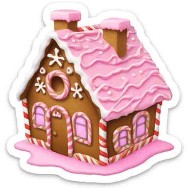Christmas gingerbread house with pink frosting sticker