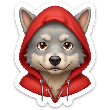 Gray dog scruffy red hood sweatshirt  sticker