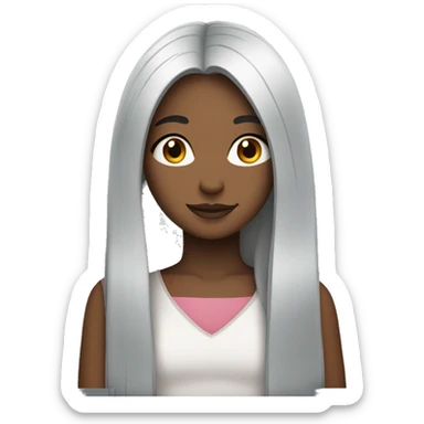Girl with long straight gray hair parted in the middle sticker
